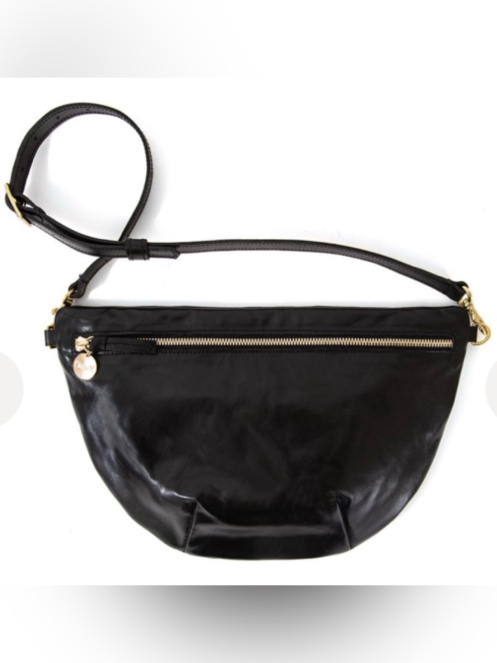 Clare V Grande Fanny Pack in Black Nouveau Leather